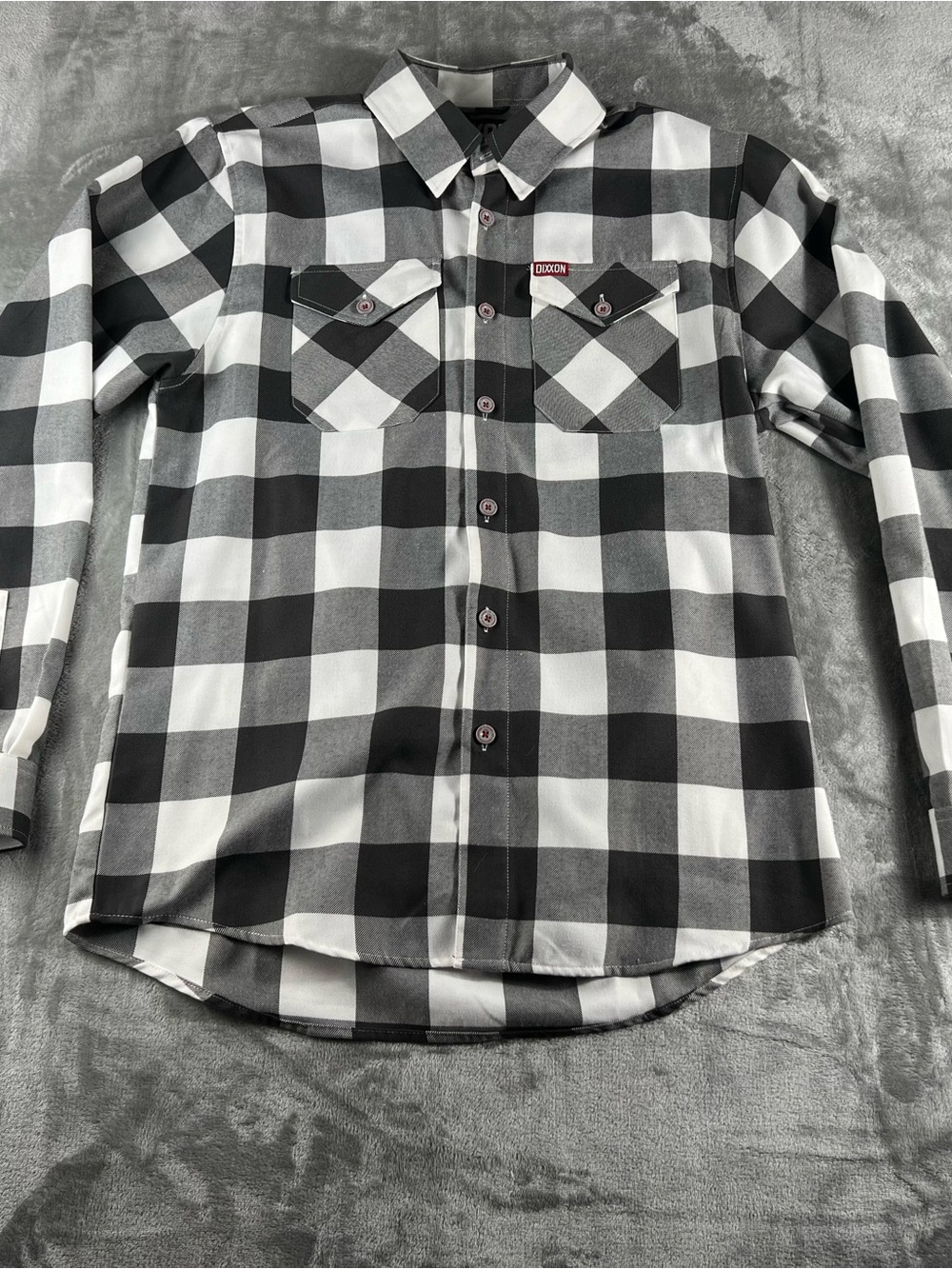 Dixxon Flannel Co Pinnacle Shirt Mens Medium Black Gray Plaid Button Up Pockets